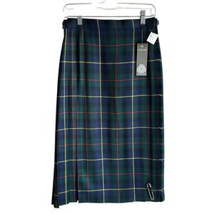 Highland Home Industries Scotland MacLeod Tartan Plaid Wool Wrap Skirt 12
